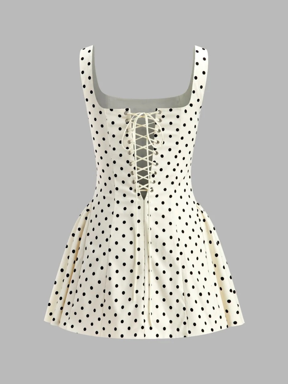 Commense NWT SMALL Polka-Dot Square Neck Mini Dress - Picture 3 of 3